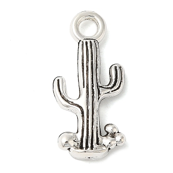 Tibetan Style Alloy Cactus Pendants, Cadmium Free & Lead Free, Antique Silver, 20.5x9x3mm, Hole: 2mm