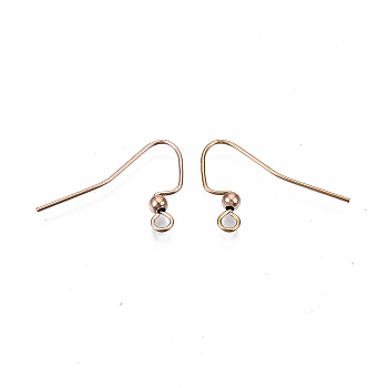 304 Stainless Steel Earring Hooks, Ear Wire, with Horizontal Loop, Cadmium Free & Nickel Free & Lead Free, Rose Gold, 17x22mm, Hole: 2mm, 21 Gauge, Pin: 0.7mm