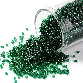 TOHO Round Seed Beads, Japanese Seed Beads, (939) Transparent Green Emerald, 15/0, 1.5mm, Hole: 0.7mm, about 3000pcs/10g