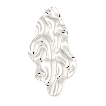 Non-Tarnish 304 Stainless Steel Big Pendants, Irregular Geometry Charm, Stainless Steel Color, 70x35x2mm, Hole: 2mm