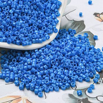 Baking Paint Glass Seed Beads, Cylinder, Dodger Blue, 2.5x2mm, Hole: 1.4mm, about 45359pcs/pound