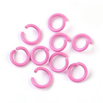 Iron Jump Rings, Open Jump Rings, Hot Pink, 17 Gauge, 8~8.5x1.2mm, Inner Diameter: 5~6mm