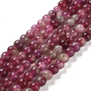 Natural Watermelon Tourmaline Bead Strands, Round, Dyed, 6mm, Hole: 1mm, about 66~67pcs/strand, 14.76~14.96 inch(37.5~38cm)