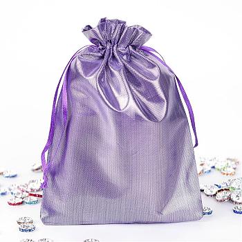 Rectangle Cloth Bags, with Drawstring, Lilac, 17.5x13cm