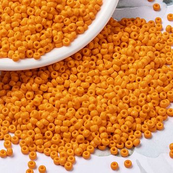 MIYUKI Round Rocailles Beads, Japanese Seed Beads, (RR405) Opaque Tangerine, 8/0, 3mm, Hole: 1mm about 422~455pcs/bottle, 10g/bottle