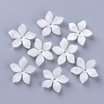 5-Petal Cellulose Acetate(Resin) Bead Caps, Flower, Creamy White, 20.5~21.5x22~23x4.5mm, Hole: 1.2mm