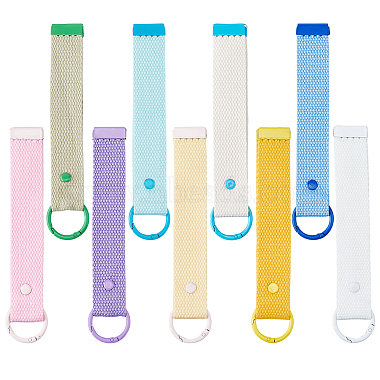 9Pcs 9 Colors Alloy Polyester Keychains(KEYC-FH0001-80B)-1