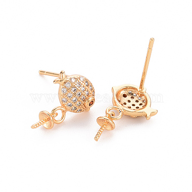 Real 18K Gold Plated Clear Fish Brass+Cubic Zirconia Stud Earring Findings