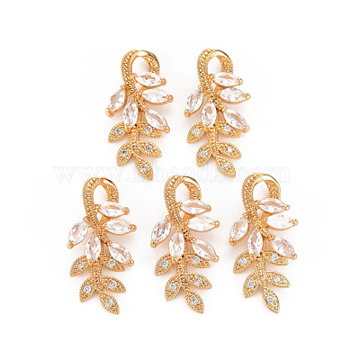 Golden Clear Leaf Brass+Cubic Zirconia Pendants