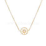 Stylish 304 Stainless Steel Gold-Plated Cat Eye Necklace and Bracelet, Flat Round with Star Link Jewelry for Women(UJ8969-7)
