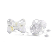 Electroplate Transparent Glass Bead, AB Color, Bowknot, White, 9.5x12.5x7mm, Hole: 1.2mm(EGLA-H102-06A)