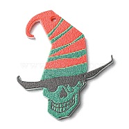 Opaque Acrylic Skull Pendants, Halloween Witch Hat Charms, Sea Green, 34x28.5x2.5mm, Hole: 1.6mm(MACR-M027-03A-02)