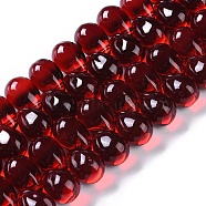 Electroplate Glass Beads Strands, Teardrop, Red, 13.5~14x9.5~10mm, Hole: 1.2mm, about 120pcs/strand, 10.63''(27cm)(EGLA-Q128-01A)