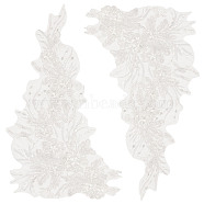 Flower Pattern Polyester Embroidered Lace Appliques, Sewing Ornaments, DIY Costume Accessories, Snow, 450x245x1mm(DIY-WH0308-278B)