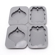 DIY Pendant Silicone Molds, for Resin Casting Molds, Clay Craft Mold Tools, Detachable, Rhombus with Rectangle Pattern, Dark Gray, 175x139x12mm, Hole: 5.5mm, Inner Diameter: 75x58mm and 76x58.5mm(DIY-TAC0015-06)