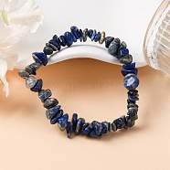 Unisex Chip Natural Lapis Lazuli Beaded Stretch Bracelets, Inner Diameter: 1-3/4~2 inch(4.5~5cm)(BJEW-S143-07)