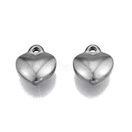 304 Stainless Steel Charms, Heart, Stainless Steel Color, 12x10x4.5mm, Hole: 1.5mm(STAS-N099-26)