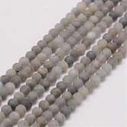 Natural Labradorite Beads Strands, Frosted, Round, 4mm, Hole: 0.5mm, about 118pcs/strand, 15.3 inch(39cm)(G-G970-02-4mm)