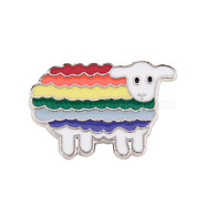 Rainbow Pride Flag Sheep Enamel Pin, Alloy Badge for Backpack Clothes, Platinum, Colorful, 17.8x28mm(GUQI-PW0001-032L)