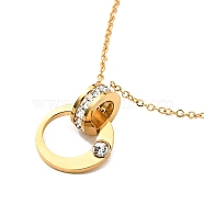 Crystal Rhinestone Interlock Rings Pendant Necklace, Ion Plating(IP) 304 Stainless Steel Jewelry for Women, Golden, 16.93 inch(43cm)(NJEW-G085-11G)