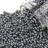 TOHO Round Seed Beads, Japanese Seed Beads, Frosted, (565F) Matte Galvanized Grey Blue, 11/0, 2.2mm, Hole: 0.8mm, about 50000pcs/pound(SEED-TR11-0565F)