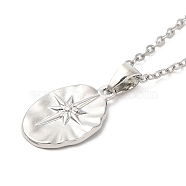 Zinc Alloy Pendant Necklaces, Oval with Star, Platinum, 18.31 inch(46.5cm)(NJEW-M203-01P)