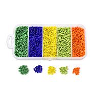 6000Pcs 5 Colors Glass Seed Beads, Opaque Colours Seed, Round, Mixed Color, 12/0, 2mm, Hole: 1mm, 1200pcs/color(SEED-YW0001-15B)