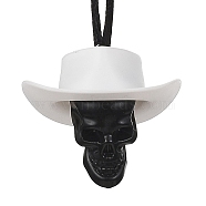 Halloween Skull Plastic Pendant Necklaces, Black Nylon Cord Necklaces, Black, 27.56 inch(70cm)(NJEW-S006-01C)