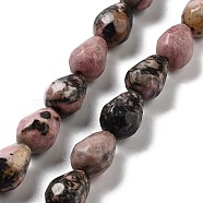 Natural Rhodonite Beads Strands, Faceted Teardrop, 10x7mm, Hole: 1.2mm, about 20pcs/strand, 7.87''(20cm)(G-P520-B25-01)
