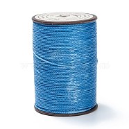 Round Waxed Polyester Thread String, Micro Macrame Cord, Twisted Cord, for Leather Sewing Stitching, Blue, 0.65mm, about 87.48 yards(80m)/roll(YC-D004-02D-036)