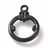 304 Stainless Steel Toggle Clasps Parts, Ring, Electrophoresis Black, 21x15x2mm, Hole: 2mm(STAS-K209-03B)