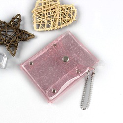 PVC Transparent Pendants Storage Bag for Women & Girls, Glitter Powder, Rectangle, Pink, 100x85mm(PW-WG4BDBD-03)