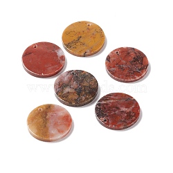Natural Morocco Agate Pendants, Flat Round, 28.5~31x3.5~5.5mm, Hole: 1.4~2.5mm(G-B030-21A-05)