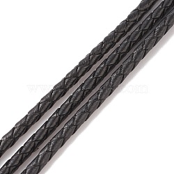 Braided Leather Cord, for Jewelry Making, Black, 3mm, about 1.09 Yards(1m)/pc(WL-XCP0001-08)
