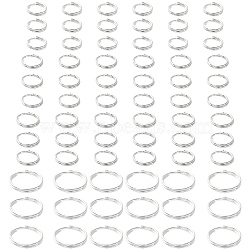 300Pcs 4 Style Iron Split Rings, Double Loops Jump Rings, Cadmium Free & Lead Free, Silver, 6~10x1.4mm, Inner Diameter: 5.3~8.6mm , Single Wire: 0.7mm, 21 Gauge, 75pcs/style(IFIN-YW0003-33)