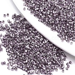 11/0 Grade A Glass Seed Beads, Cylinder, Uniform Seed Bead Size, Metallic Colours, Plum, 1.5x1mm, Hole: 0.5mm, about 20000pcs/bag(SEED-S030-1215)