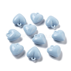 Opaque Acrylic Beads, Heart, Light Steel Blue, 17x16x5.5mm, Hole: 2mm(OACR-Q196-07)