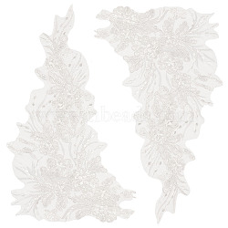 Flower Pattern Polyester Embroidered Lace Appliques, Sewing Ornaments, DIY Costume Accessories, Snow, 450x245x1mm(DIY-WH0308-278B)