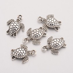 Tibetan Style Zinc Alloy Charms, Cadmium Free & Lead Free, Sea Turtle, Antique Silver, 16x12.5x3mm, Hole: 2mm(X-TIBEP-S287-38)