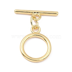 Rack Plating Brass Toggle Clasps, Long-Lasting Plated, Ring, Real 18K Gold Plated, Ring: 19.5x15.5x2mm, Hole: 2.5mm, Bar: 22x6x2mm, Hole: 2.5mm(X-KK-B036-12G)