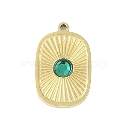 Glass Pendants, with Ion Plating(IP) 304 Stainless Steel Findings, Manual Polishing, Real 18K Gold Plated, Sun, Rectangle, 18x11.5x2.5mm, Hole: 1.2mm(STAS-P366-37B-G)