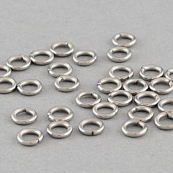 304 Stainless Steel Open Jump Rings, Stainless Steel Color, 18 Gauge, 7x1mm, Inner Diameter: 5mm(A-STAS-Q186-02-7x1mm)