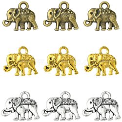 Alloy Charms Accessories, for Jewelry Making, Elephant Shape, Cadmium Free & Lead Free, Mixed Color, 11x13mm, 3 colors, 10pcs/color, 30pcs/box(PALLOY-CJ0001-91)