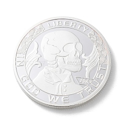 Rusting Silver Alloy Challenge Coin, Appreciation Gift, Skull, 40x3mm(AJEW-XCP0002-71C)