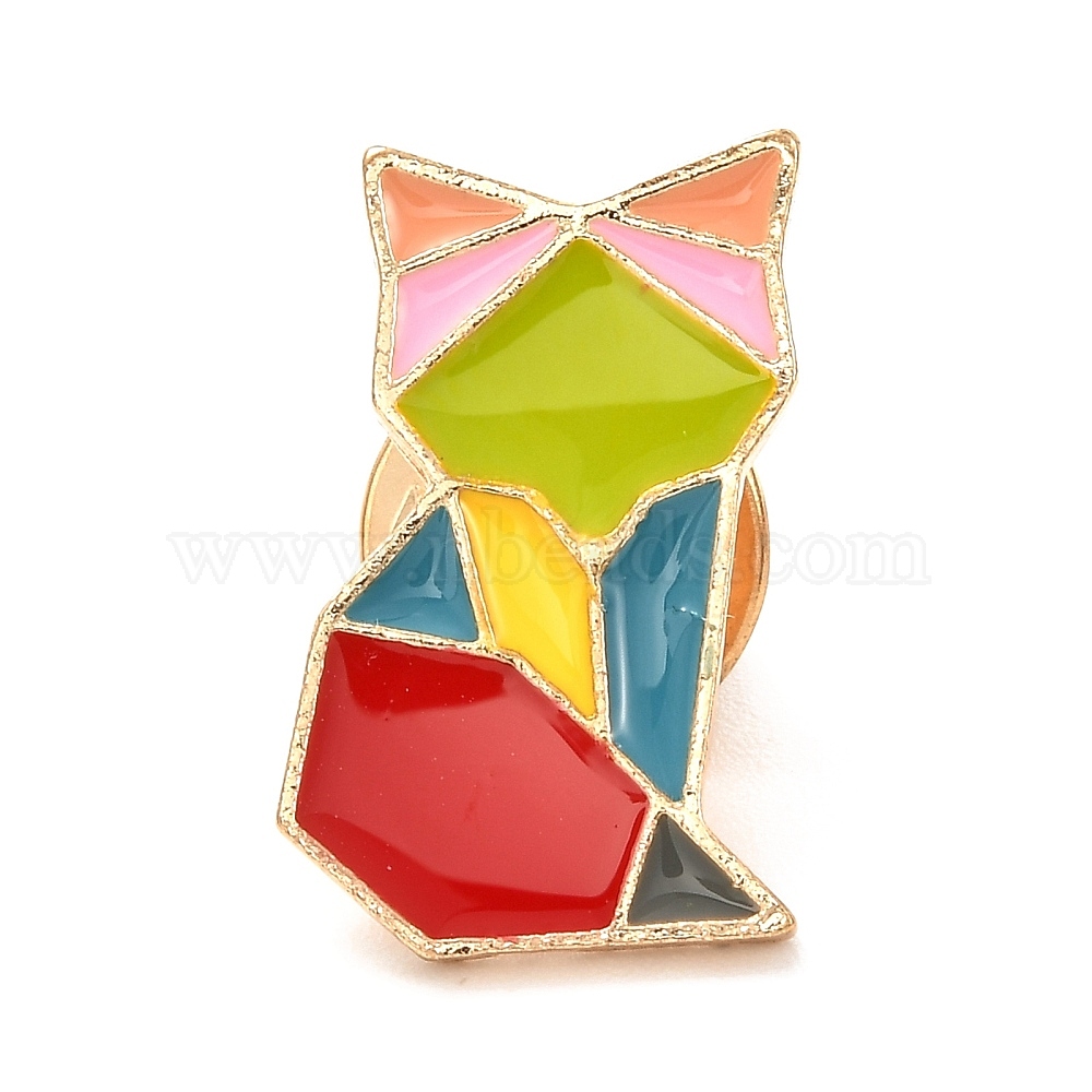 Origami Fox Silver brooch For girl Fox Pin Enamel