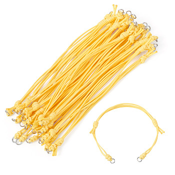 20Pcs Adjustable Korean Waxed Polyester Cord Bracelet Making, 304 Stainless Steel Jump Rings, Stainless Steel Color, Gold, 9-1/4 inch(23.5cm)
