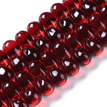Electroplate Glass Beads Strands, Teardrop, Red, 13.5~14x9.5~10mm, Hole: 1.2mm, about 120pcs/strand, 10.63''(27cm)
