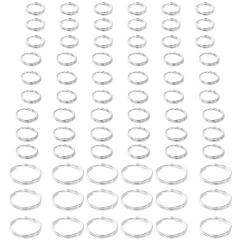 300Pcs 4 Style Iron Split Rings, Double Loops Jump Rings, Cadmium Free & Lead Free, Silver, 6~10x1.4mm, Inner Diameter: 5.3~8.6mm , Single Wire: 0.7mm, 21 Gauge, 75pcs/style