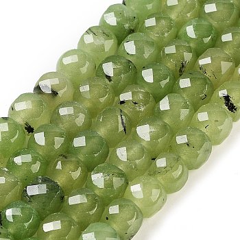 Natural Prehnite Beads Strands, Faceted, Cube, 7x8x7mm, Hole: 1mm, about 47~48pcs/strand, 13.35~13.46''(33.9~34.2cm)