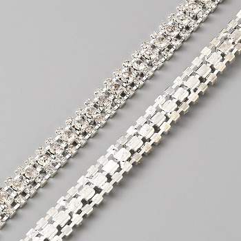 3 Yards Glass Rhinestone Trimming, Rhinestone Cup Chains, with Spool, Crystal, 9x3.5mm